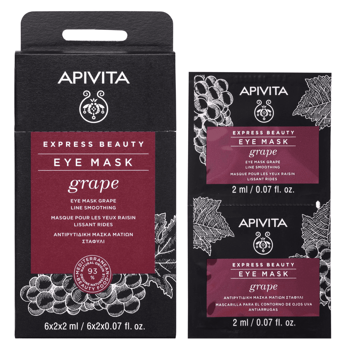 Apivita Express Mascarilla Contorno Ojos Uva 2x2ml