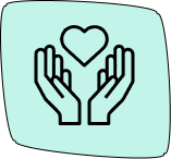 se veria un icono de unas manos con un corazon